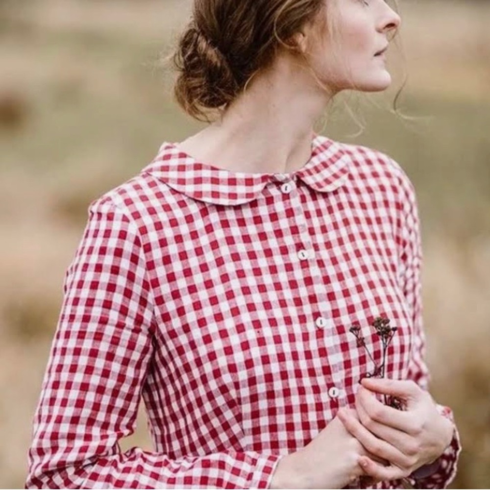 Red and Blue gingham Son de Flor size medium, classic shirts